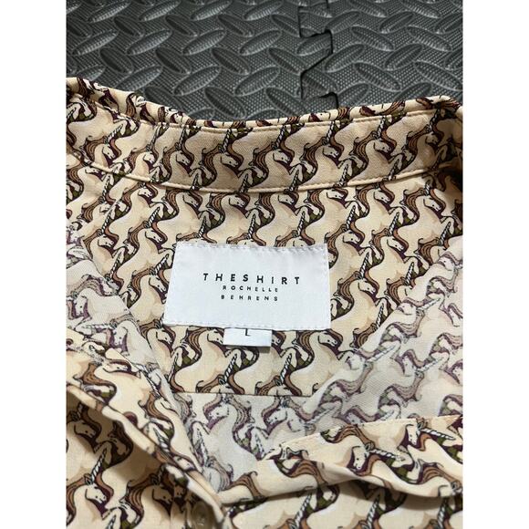 The Shirt by Rochelle Behrens LARGE unicorn print flowy button down boho womens - Picture 3 of 9